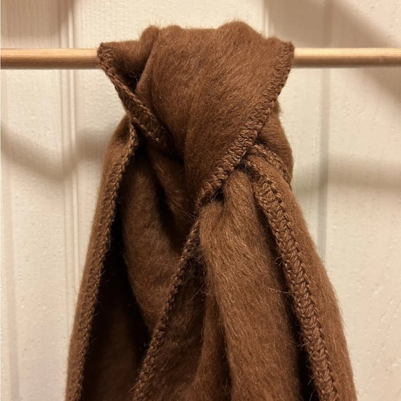 Alpaca Camargo Wool Brown Fringe Scarf - Picture 6 of 11